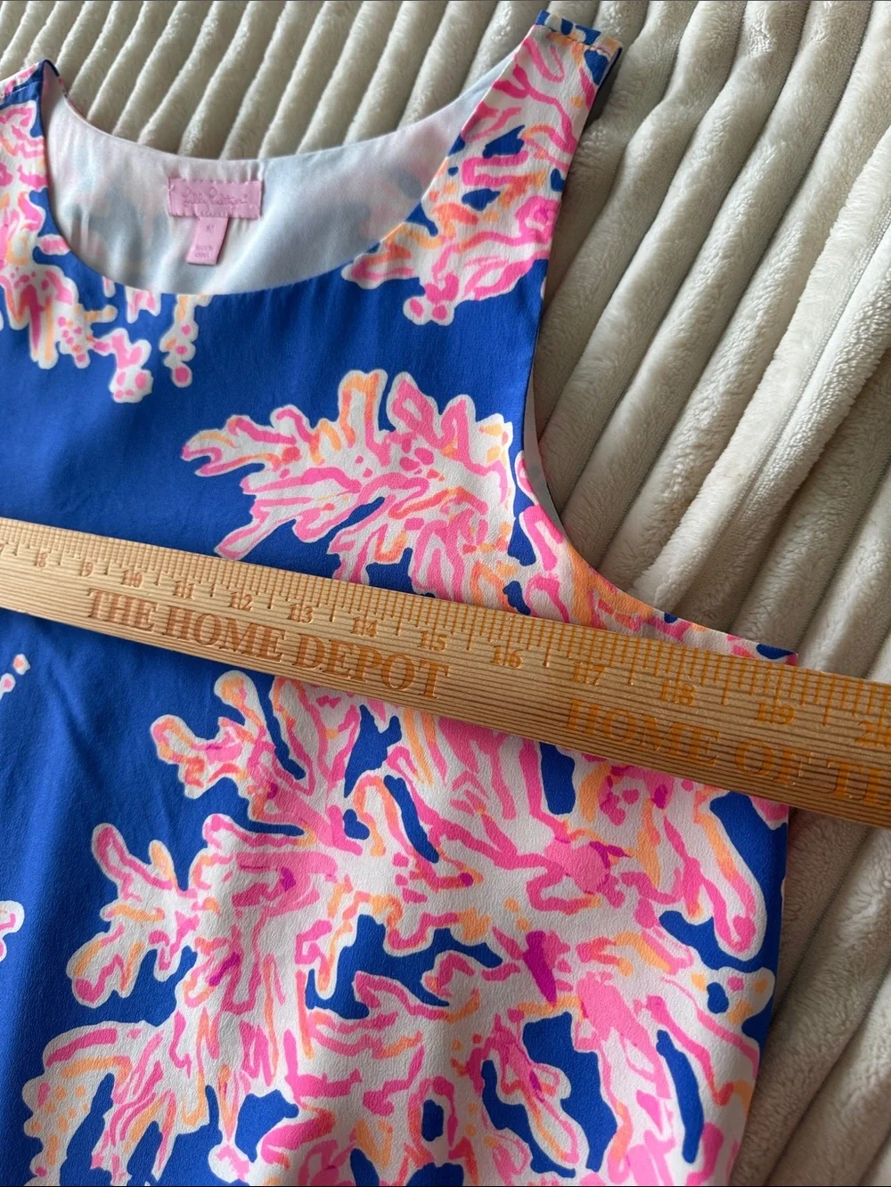Lilly Pulitzer Jackie Silk Blue Dress with Pink Coral Print size M